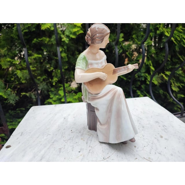 Danish Porcelain Figurine of Woman Playing Guitar from Bing & Grondahl, 1950s For Sale - Image 6 of 12