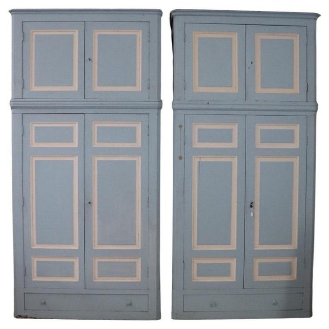 Antique Wardrobes in Lacquered Fir and Poplar Wood, 1800s, Set of 2 For Sale - Image 15 of 15