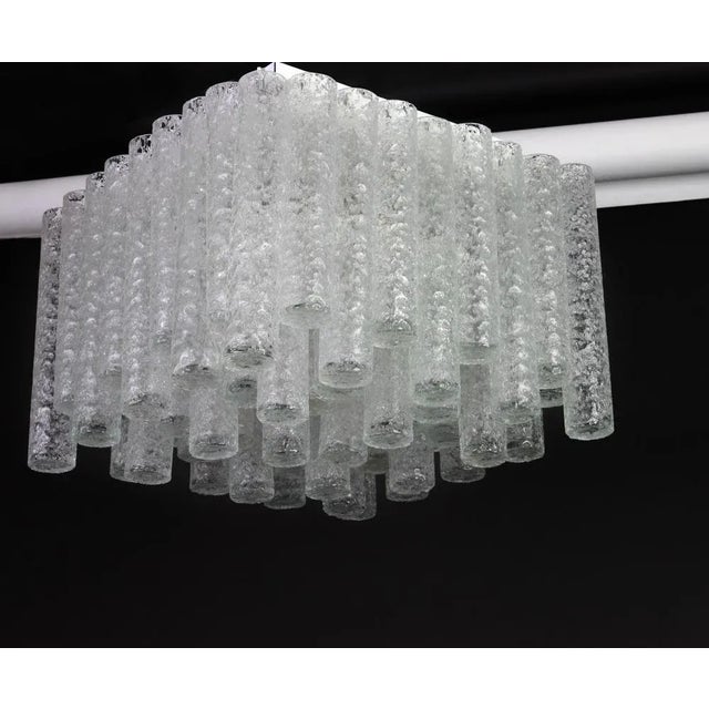 German Murano Ice Glass Tubes Flushmount by Doria, 1960s For Sale - Image 3 of 7