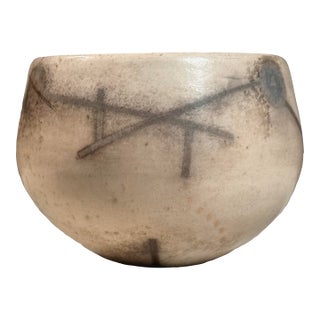 Vintage Small Postmodernist Raku Fired Bowl, Signed For Sale