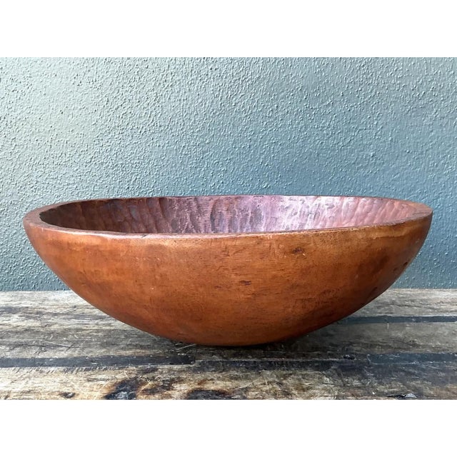 Vintage Hand-Carved Wooden Salad Bowl For Sale - Image 4 of 13