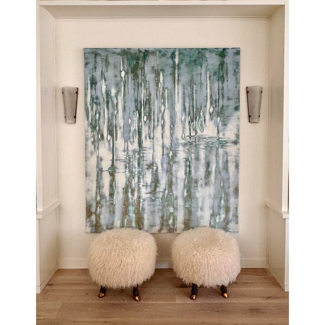 Ottoman/ Footstool: 1 Stool W/Carved Faux “Sheep” Legs and Faux “Lamb” Upholstery / Hand Gilded Legs. Made in Los Angeles by Everage Design Workshop. For Sale - Image 9 of 9