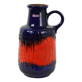 Blue and Orange Fat Lava Vase from Scheurich Keramik, West Germany, 1960s For Sale