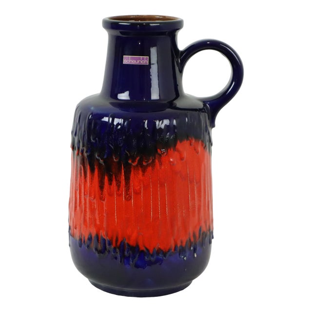 Blue and Orange Fat Lava Vase from Scheurich Keramik, West Germany, 1960s For Sale