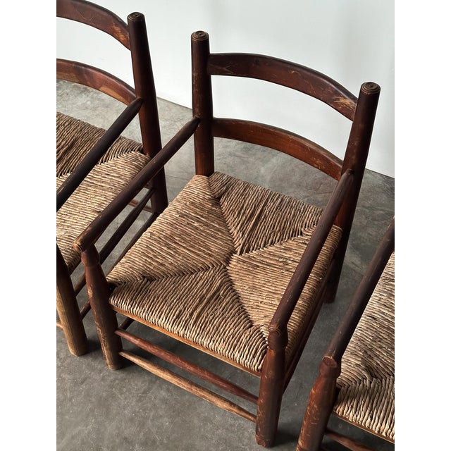 Rustic Pine Hearth Armchairs, France, Mid-20th Century — Set of Four For Sale - Image 14 of 18