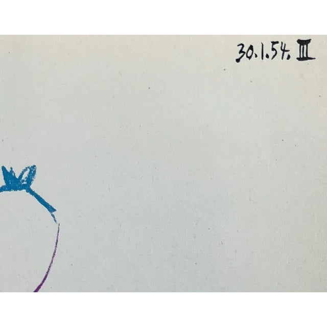 Pablo Picasso Limited Edition Lithograph in Color. 35x26 cm. Sur les presses de Mourlot Fréres, Paris 1954. Picasso...