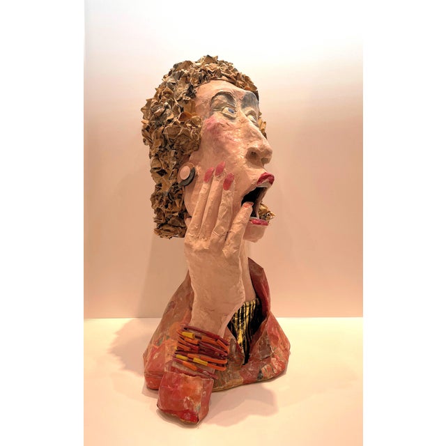 Signed Paper Mache Sculpture, Lovely Lady, by R. Newman For Sale In Miami - Image 6 of 8