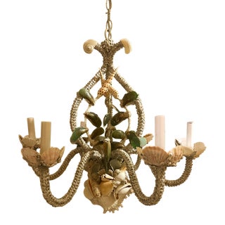 Currey and Company Shell Encrusted Chandelier Natural Shell For Sale