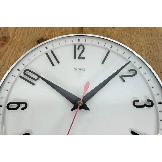 White Vintage White Electric Wall Clock from Metamec, 1970s For Sale - Image 8 of 17
