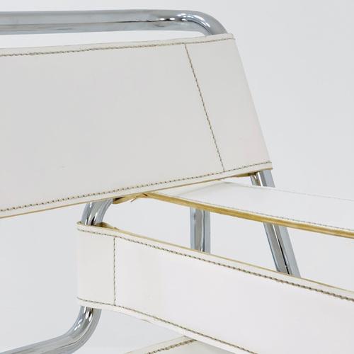 Mid-Century White B3 Wassily Lounge Chair by Marcel Breuer for Gavina, 1980s For Sale - Image 10 of 11