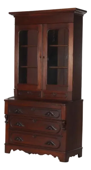 Antique Eastlake Victorian Walnut Secretary Desk C1880