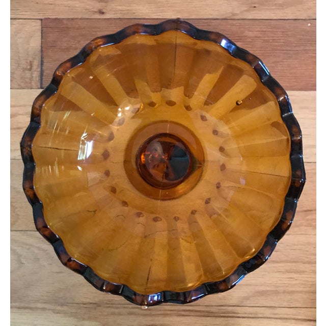 Amber Colored Pressed Glass Raised Bowl Chairish