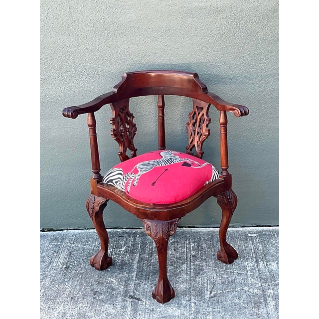 Brown Vintage Claw and Ball Corner Chair For Sale - Image 8 of 12