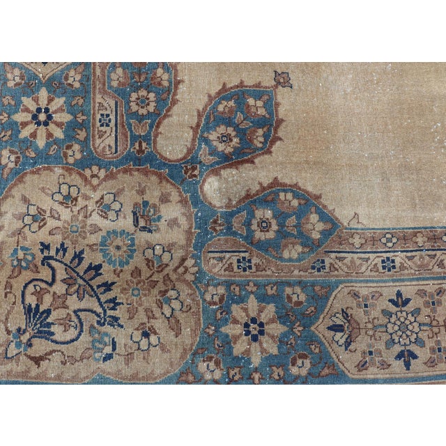 Tribal Large Antique Amritsar Rug in Taupe, Brown and Blue 12' X 15' For Sale - Image 3 of 12