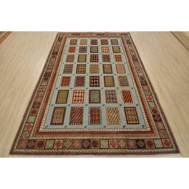 Farmhouse Barjasta Rug 6’9” X 9’10” Blue Wool Tribal Hand-Knotted Oriental Carpet For Sale - Image 3 of 12