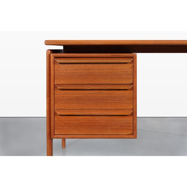 Danish Modern Floating Top Teak Executive Desk by g.v. Mobler For Sale - Image 4 of 14