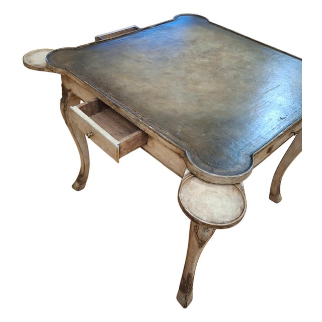 Early 20th Century Carved French Games Table With Leather Top For Sale - Image 11 of 12