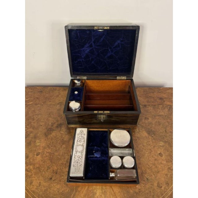 19th Century Antique Brass and Coromandel Vanity Box, 1860, Set of 7 For Sale - Image 5 of 7