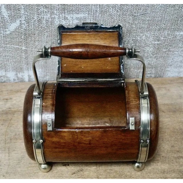 Antique Oak Biscuit Barrel, 1920s For Sale - Image 6 of 9