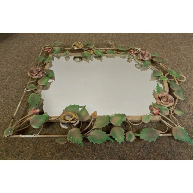 French Wrought Iron Mirror with Roses, 1970s For Sale - Image 16 of 18