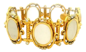 Vintage Lalaounis Frosted Rock Crystal and Diamond Bracelet in 18k Gold, Greece