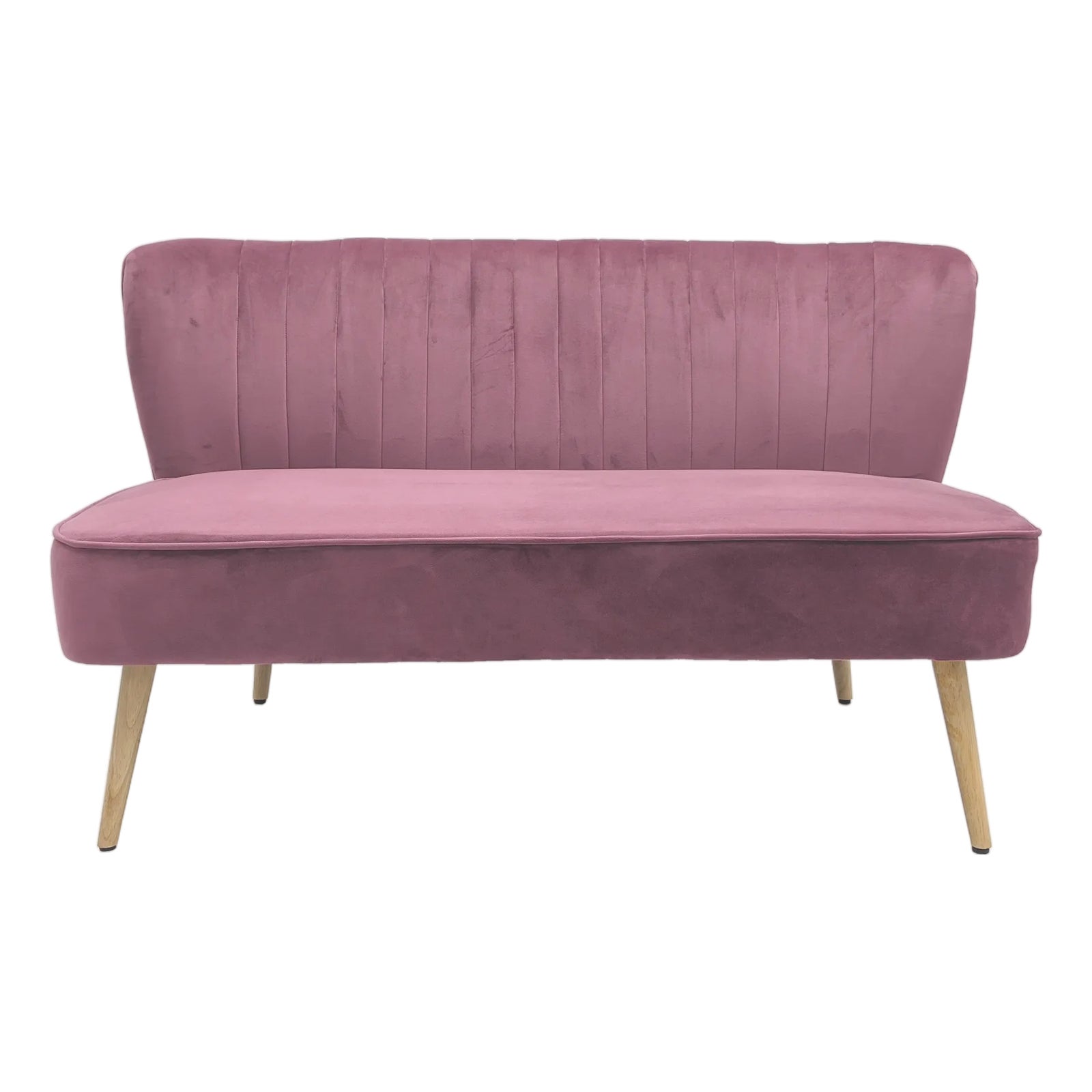 Harlow Mauve Velvet Channel Back Wingback Bench | Chairish