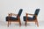 Danish Easy Chairs in Beech and Blue Fabric by Fritz Hansen, 1950-1960, Set of 2 For Sale - Image 6 of 15