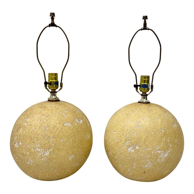 Mid 20th Century Cratered Moonscape Table Lamps - a Pair For Sale