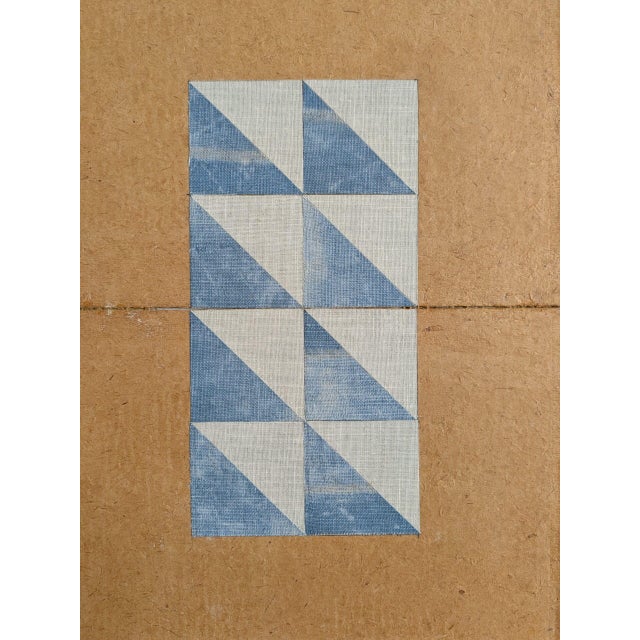 Sculpture Materials 2026 Contemporary 'Geometric Collage in Blue Triangles' Original Mini Abstract Mixed Media Painting by British Artist Dave Boyd, Framed For Sale - Image 7 of 8