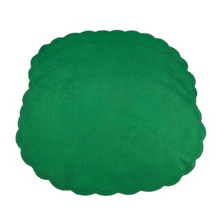 Vintage Woven Holiday Green Placemats- Set of 4 For Sale