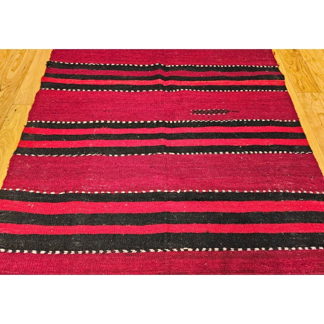 Vintage Turkish Hand Woven Kilim Runner, Wool & Cotton, Stripe Design, 3x12 For Sale - Image 13 of 15