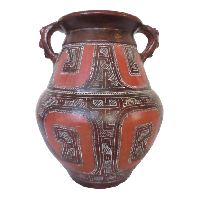 Brazilian Marajoara Pot Signed Doca Para - 1990's For Sale