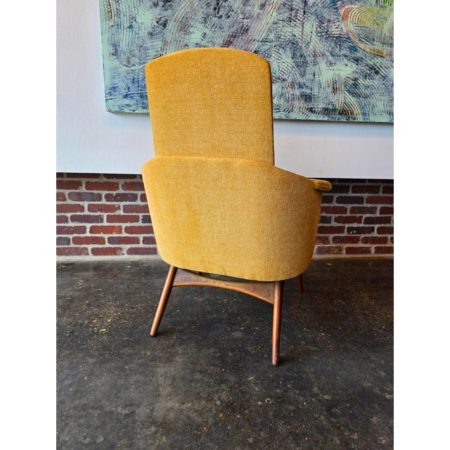 Mid-Century Modern Pearsall Style Highback Reupholstered Chair Vintage MCM For Sale - Image 3 of 12