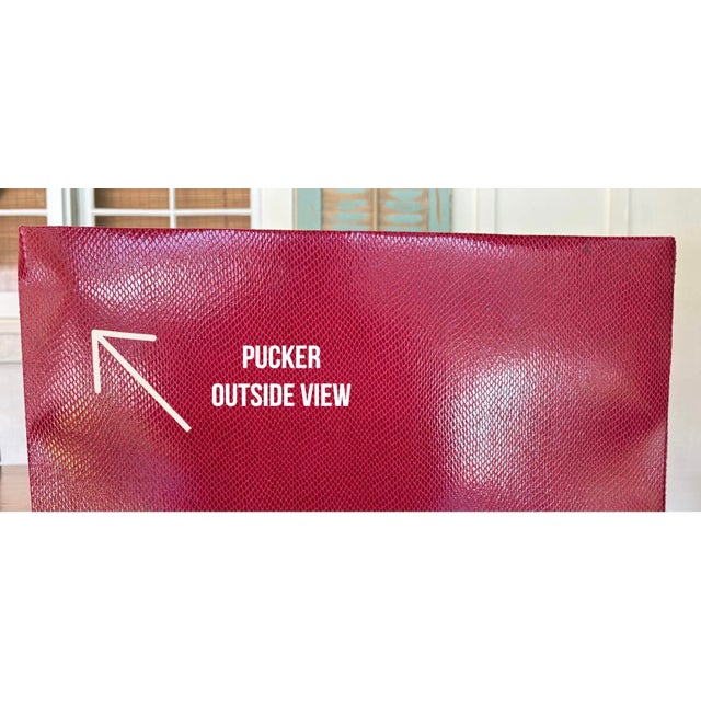 Red Deep Red Faux Lizard Embossed Vinyl Rectangular Lamp Shade – Bouillotte Style Shade - Ralph Lauren or Traditional Decor, 18” X 10” X 10” For Sale - Image 8 of 9