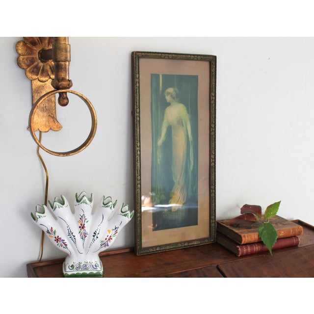 Early 20th Century Antique Framed Female Print Wall Hanging For Sale - Image 5 of 9