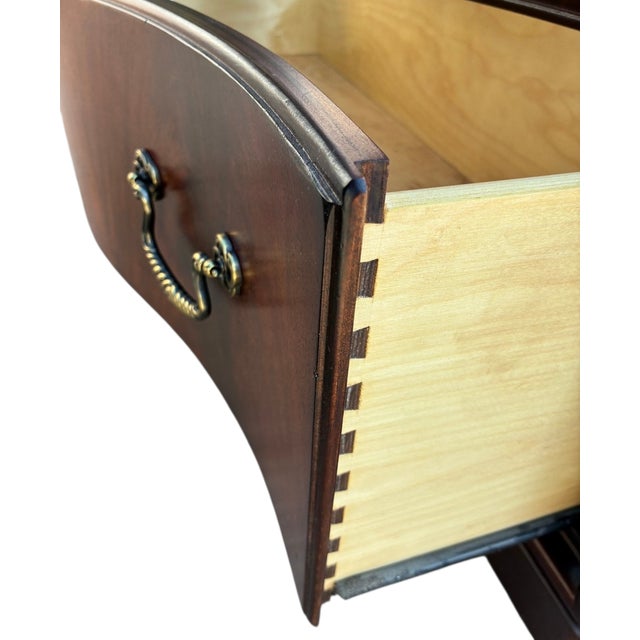 1990s Thomasville Mahogany Bogart Serpentine Curio Cabinet Hutch Shelf Breakfront For Sale - Image 16 of 18