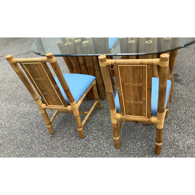 Vintage Boho Chic Glass and Bamboo Table Set - 5 Pieces For Sale In Orlando - Image 6 of 13