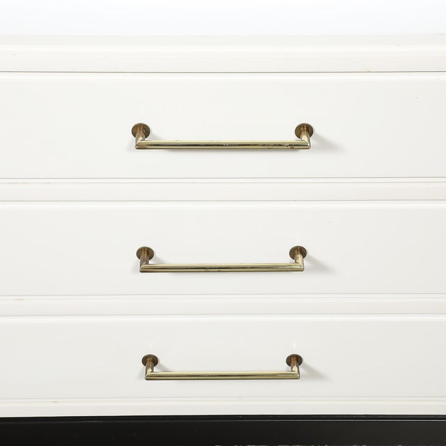 1950s Mid-Century Cream Lacquer W/ Black Lacquer Supports Sideboard by Tommi Parzinger For Sale - Image 5 of 18