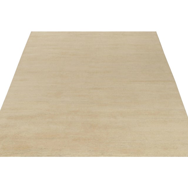 Rug & Kilim Rug & Kilim’s Contemporary Rug in Solid Beige-Brown Striations For Sale - Image 4 of 7