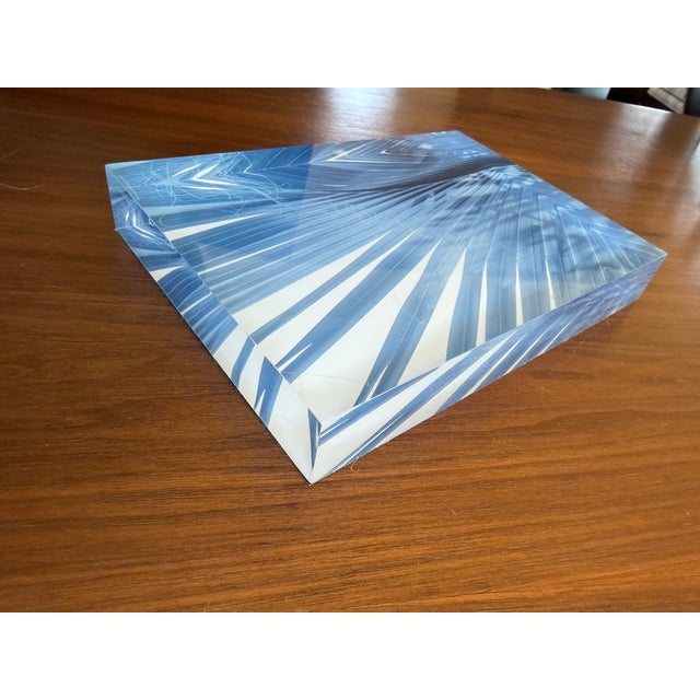 Contemporary Palm, in Cyan by Paula McIntosh for PJM Photo, Acrylic Block Photograph For Sale - Image 3 of 3