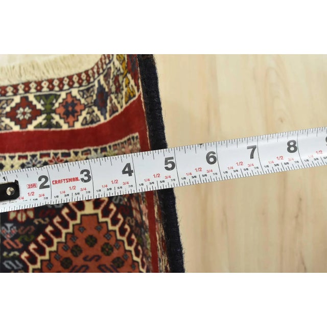 Yalameh Rug 3'5'' X 4'11'' Red Wool Vintage Tribal Hand-Knotted Oriental Carpet For Sale - Image 10 of 12
