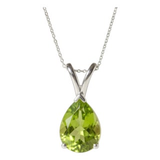 Peridot Pear Cut Statement Pendant, August Birthstone Pendant for Woman For Sale