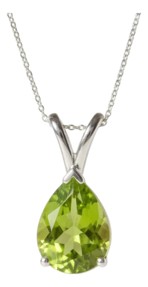 Peridot Pear Cut Statement Pendant, August Birthstone Pendant for Woman