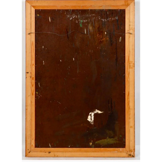 Brown Jonah Kinigstein, Large Judaica Oil Painting Rabbi Rediscovered NY Artist Simchat Torah, c. 1950s For Sale - Image 8 of 8