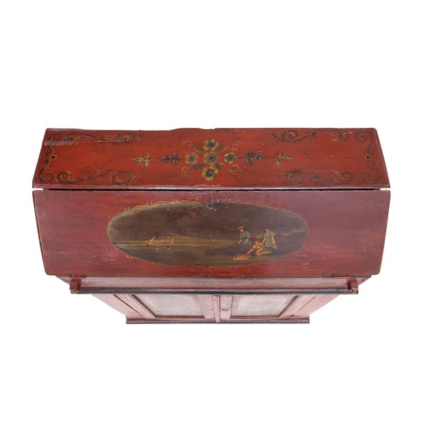 Early 19th Century 19th C. Continental Painted Slant-Front Secretary With Figural Scenes For Sale - Image 5 of 8