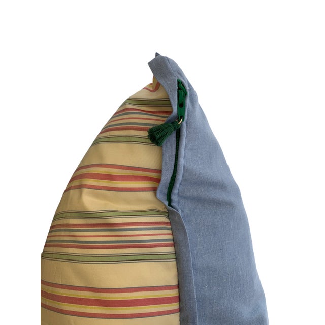 2020s Green & Red Striped Throw Pillow For Sale - Image 5 of 6