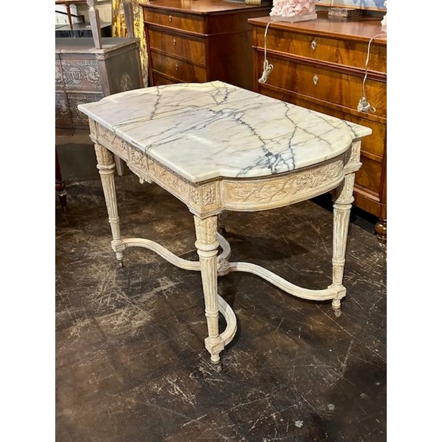 19th Century 19th Century Louis XVI Carved and Bleached Center Table For Sale - Image 5 of 9