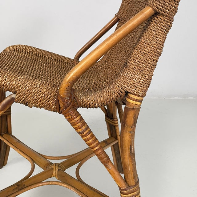 Vintage Italian Art Deco Chairs in Rattan, 1930s, Set of 4 For Sale - Image 16 of 18