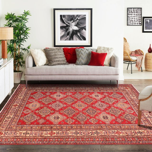 Tribal 1990s Rustic Kazak Red/Beige Wool Rug - 8'2'' X 10'0'' For Sale - Image 3 of 8