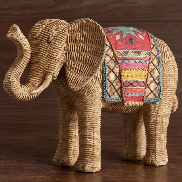 Arts & Crafts 2020s Woven Rattan Elephant Sculpture Set For Sale - Image 3 of 4